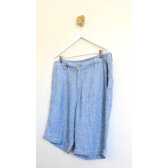 Tommy Bahama Provence Relax Shorts 100% Linen Blue White Pin Stripe SZ 38 - Picture 3 of 9